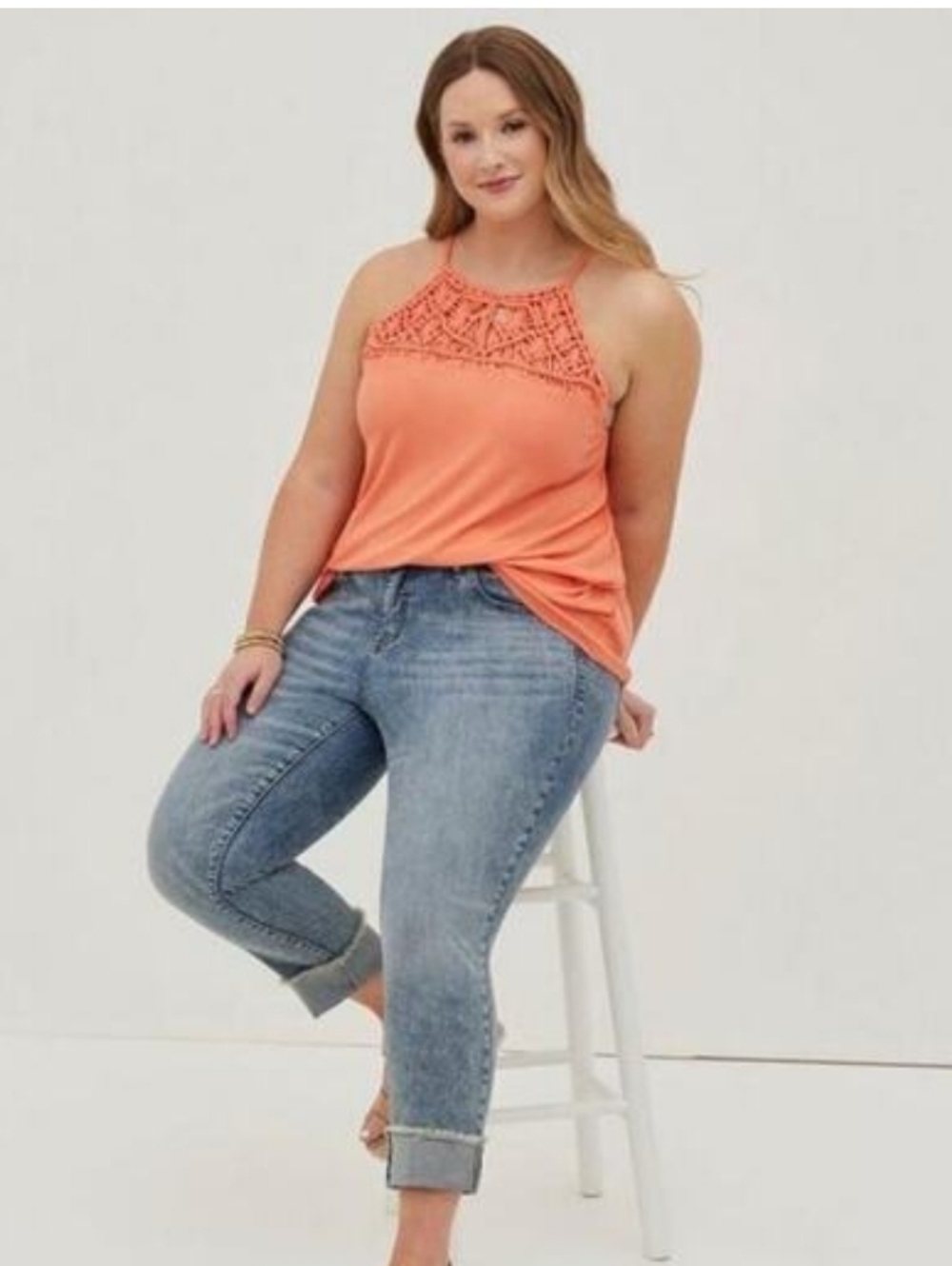 torrid Coral Crochet Halter Tank
